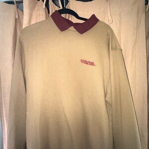 Vans Beige Sweatshirt with Burgundy Collar